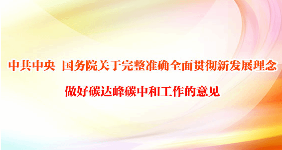 《全面贯彻新发展理念做好碳达峰碳中和工作的意见》发布