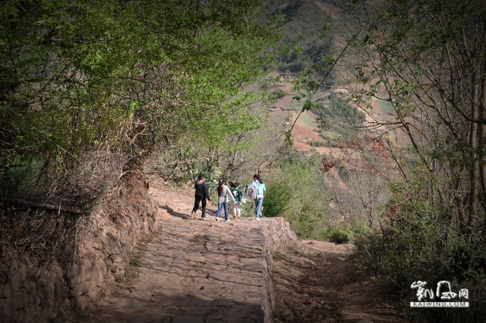 村中道路街巷，都因山就勢，縱橫交錯，都是清一色的石板鋪就，且三步一階、五步一臺。