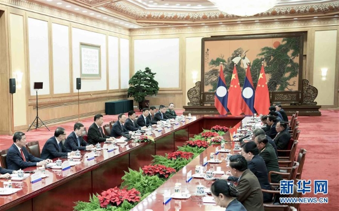（XHDW）習(xí)近平同老撾人民革命黨中央總書記、國家主席本揚舉行會談